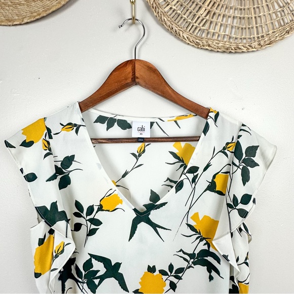 Cabi 3963 Birdwatcher Floral Crossover Flutter Sleeve Blouse XS - Picture 4 of 10